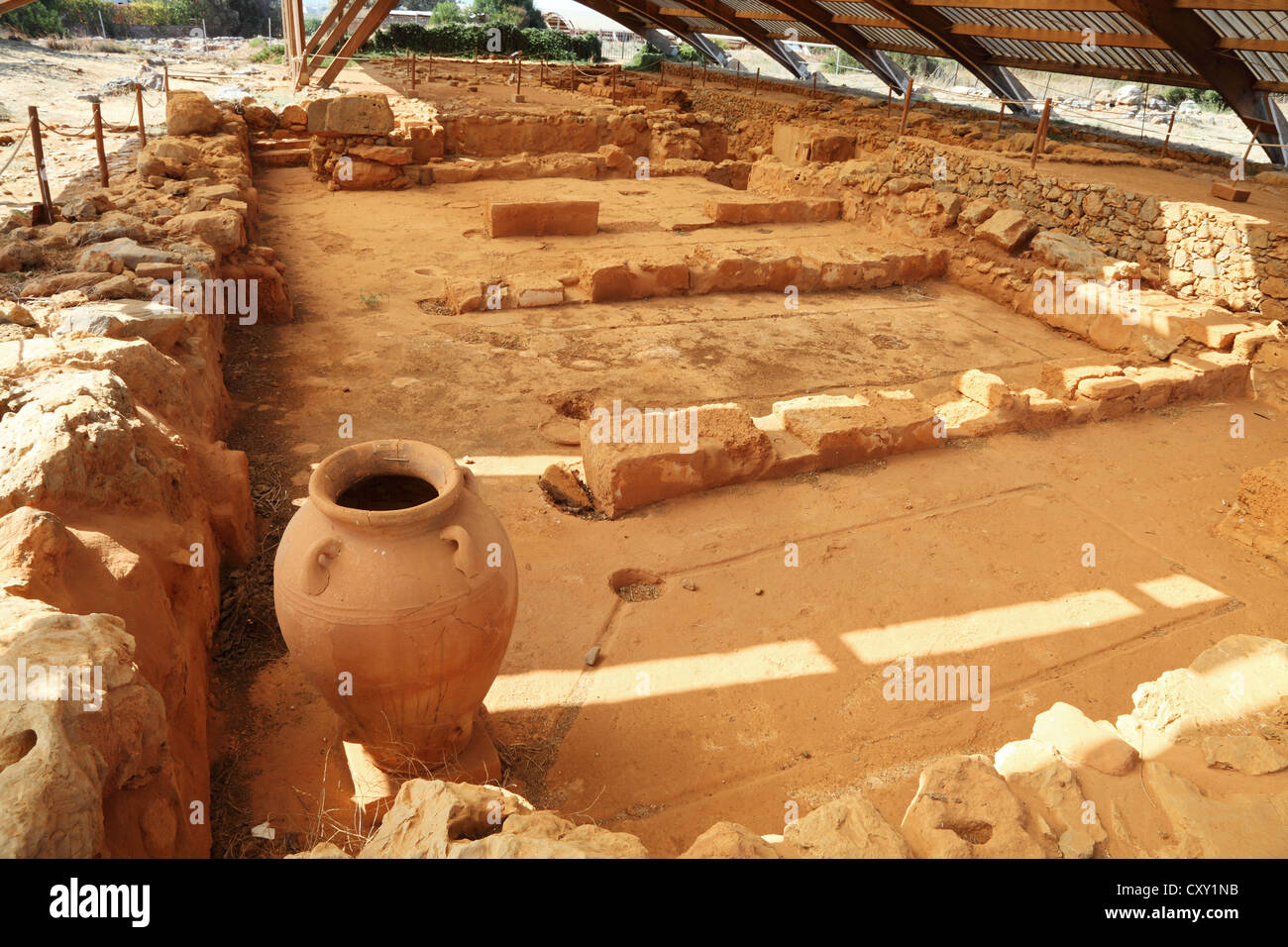 Fouilles de vestiges archéologiques de la Ville et Palais Minoen de Malia Crète Grèce Banque D'Images