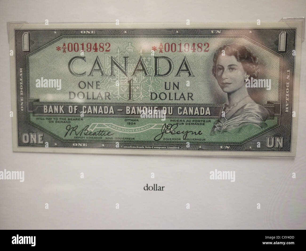 Papier-monnaie canada one dollar bill Banque D'Images