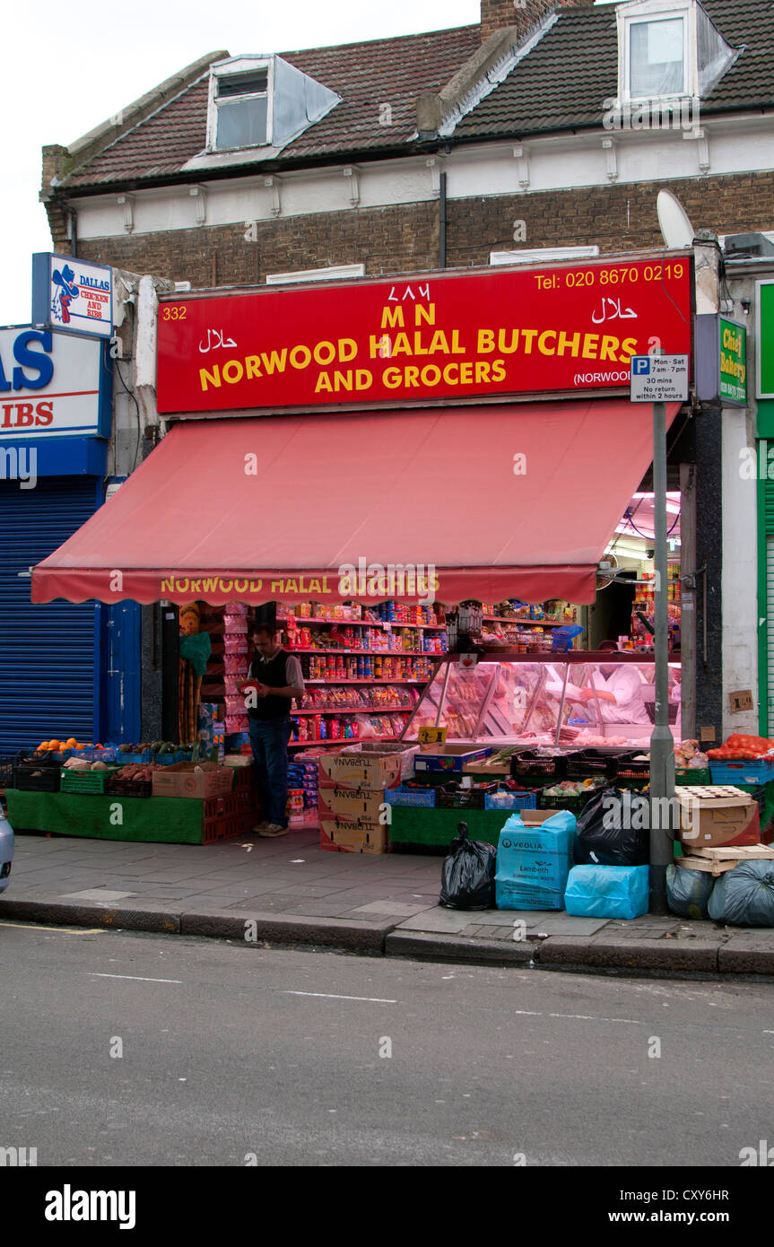 Les bouchers Halal Norwood, West Norwood, London, UK Banque D'Images