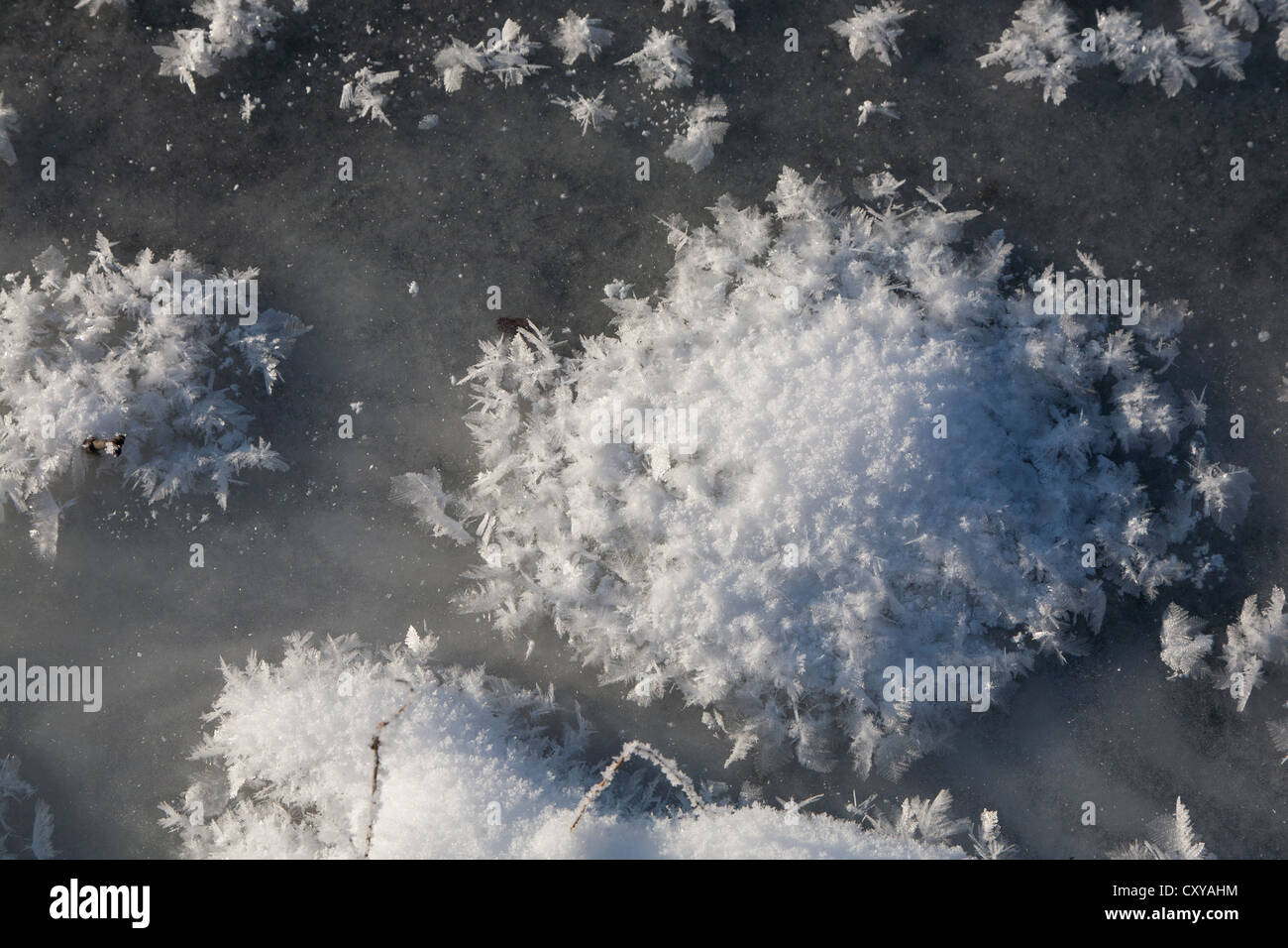 L'eau glacée en surface avec des tas de neige comme cristal dépoli Banque D'Images