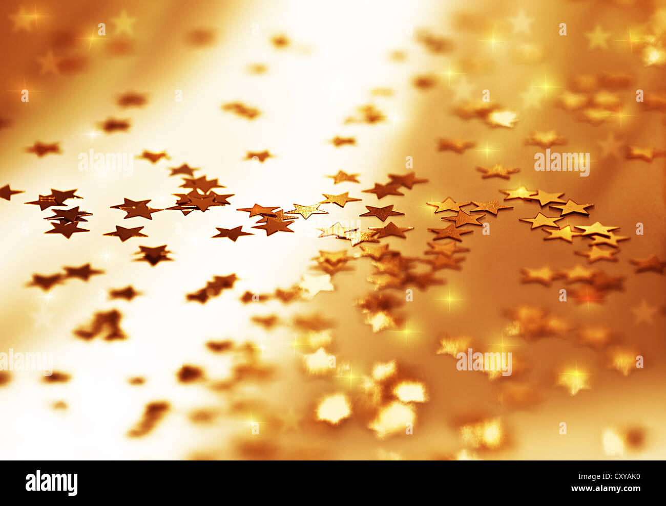 Golden stars de fond, belle décoration, toile de fond étoilé abstrait motif ornemental, la veille de Noël vacances d'hiver Banque D'Images