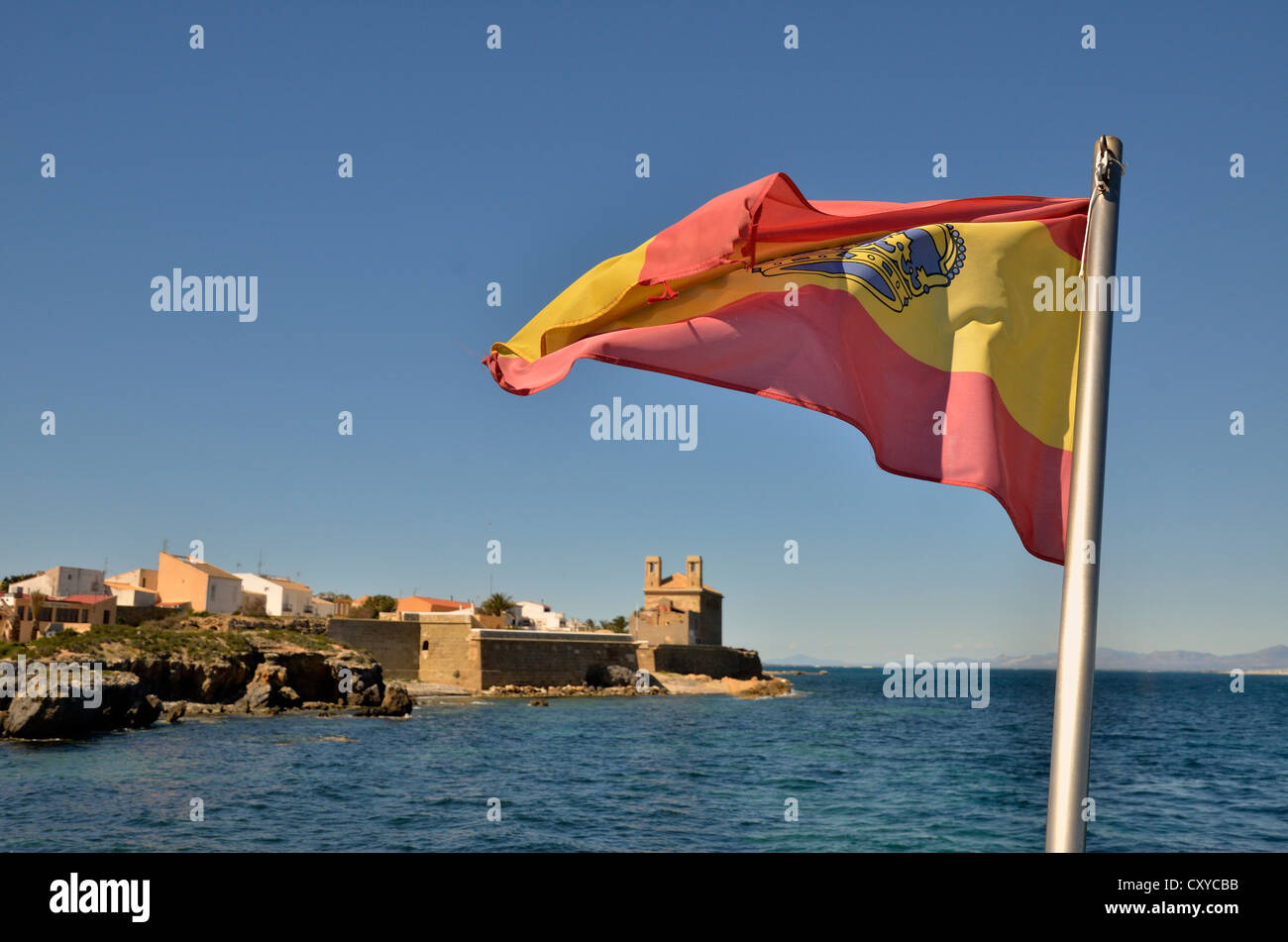 Flying flag spanish Banque de photographies et d’images à haute