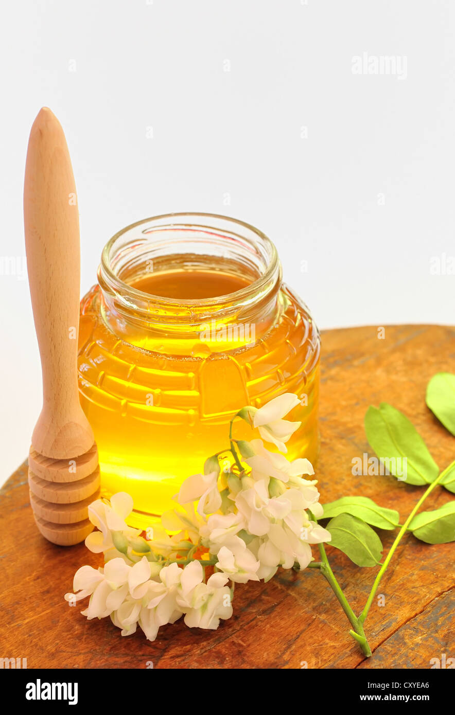 Le miel en pot de verre Banque D'Images