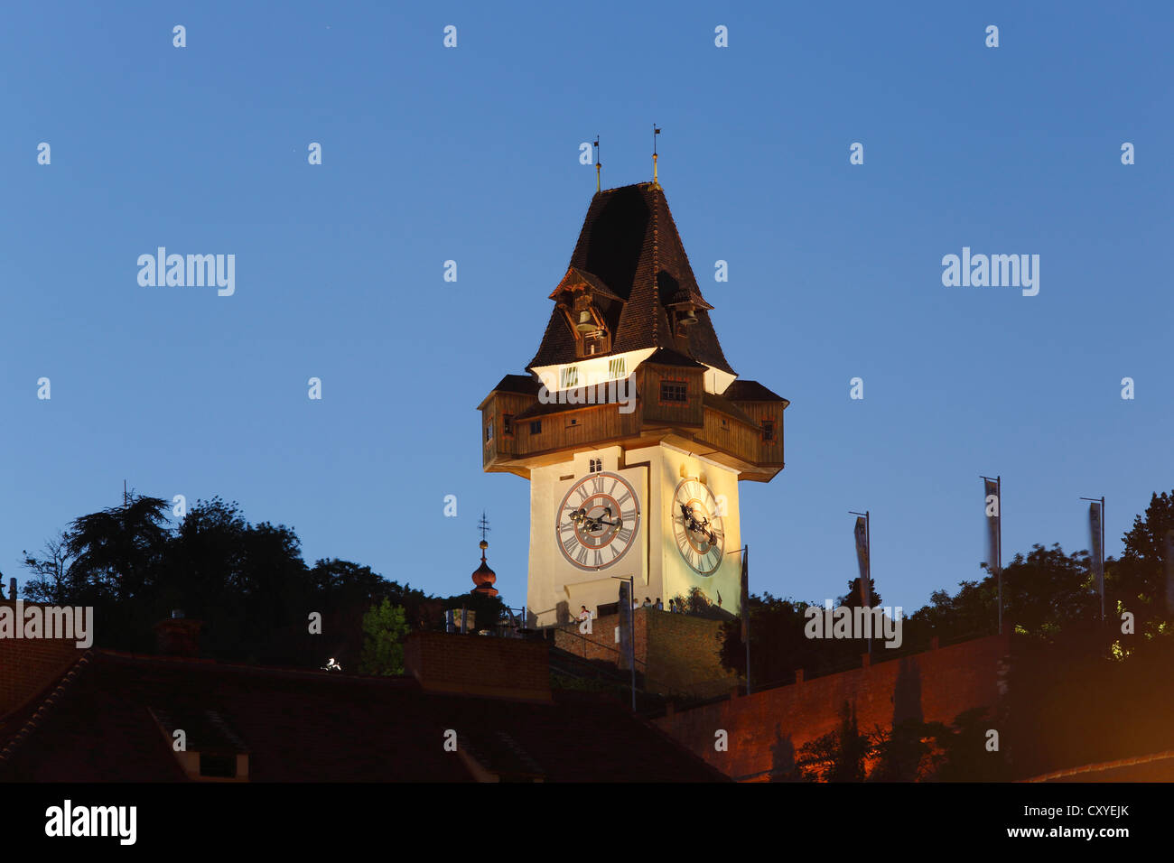 Tour de l'horloge sur le Schlossberg, Castle Hill, Graz, Styria, Austria, Europe Banque D'Images
