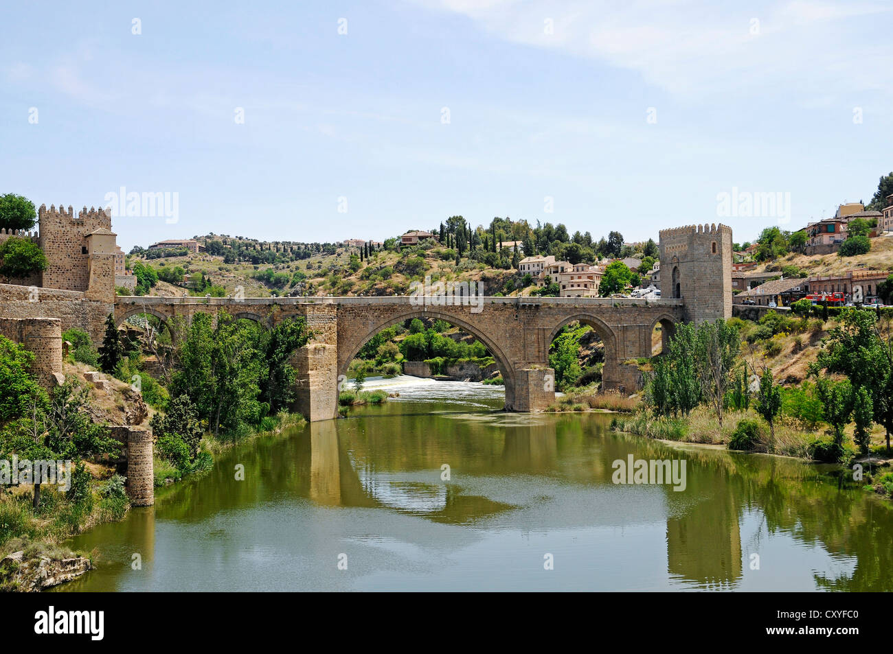 Puente de San Martin, pont, le Tage, Rio Tajo, Tolède, Castille-la Manche, Espagne, Europe, PublicGround Banque D'Images