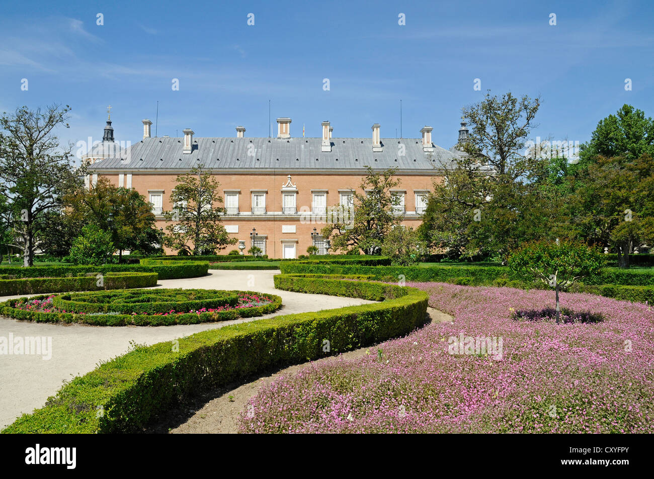 Le Palacio Real, le Palais Royal, le Jardin de la Isla, Royal Park, des jardins botaniques, Aranjuez, Espagne, Europe Banque D'Images
