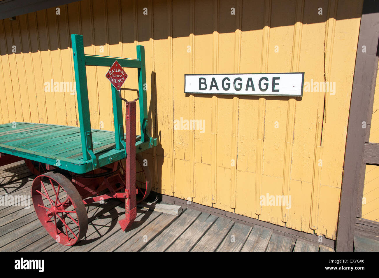 Nouveau Mexique, Chama, Cumbres & Scenic Railroad toltèque, Railway Express Agency chariot à bagages Banque D'Images