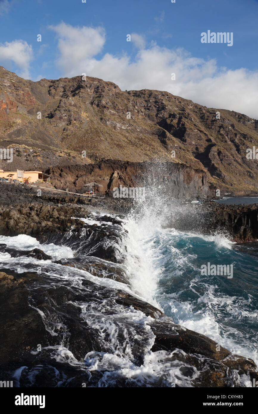 Surfez, réserve naturelle de Tamanca, côte de El Remo, La Palma, Canary Islands, Spain, Europe Banque D'Images