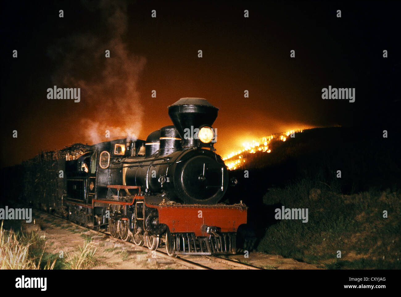 En général, un British 4-6-0 construit par Robert Stephenson à Newcastle upon Tyne en 1906, mène un train dans des champs. Banque D'Images