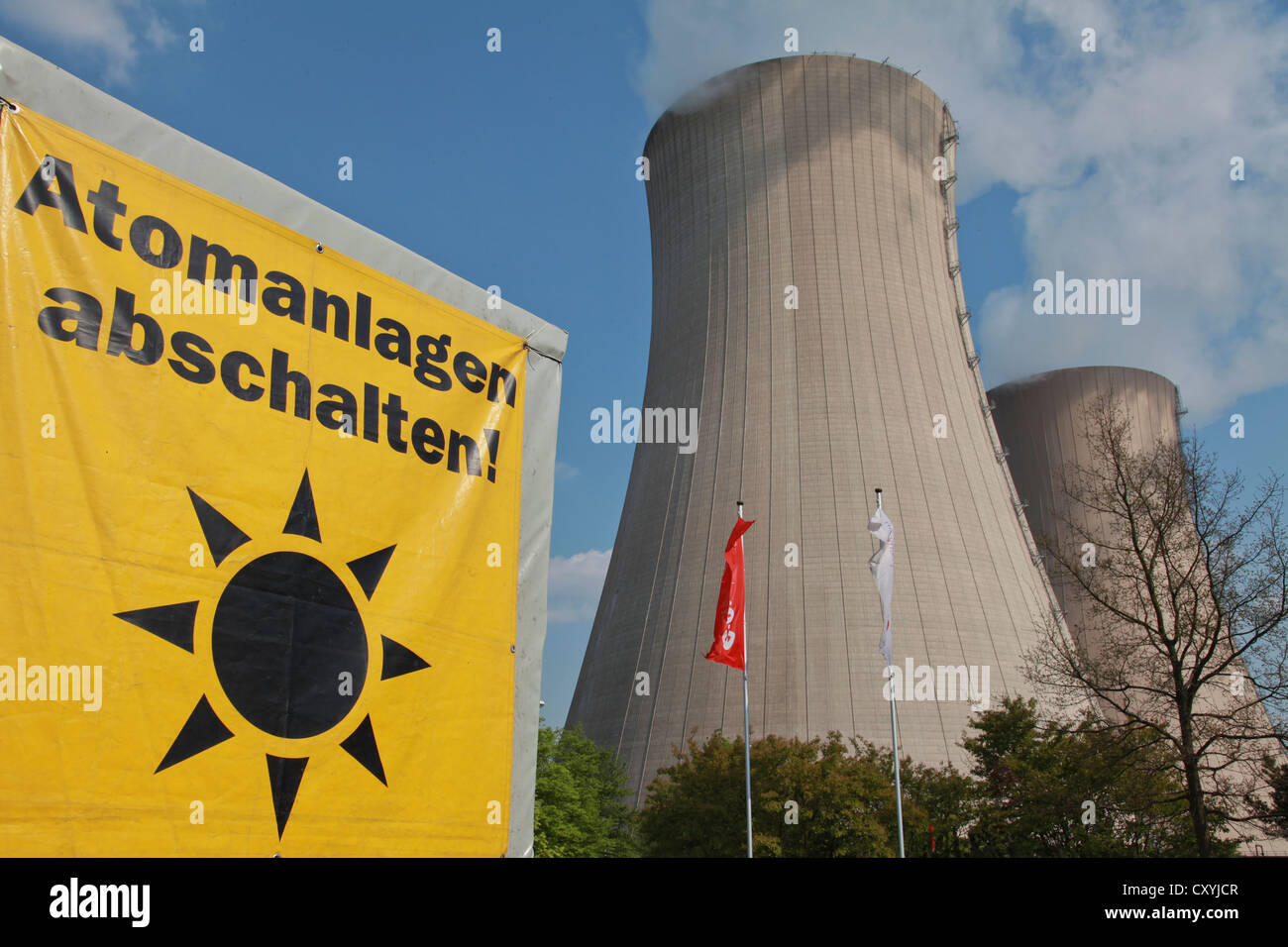 Manifestation anti-nucléaire à Grohnde centrale nucléaire, 25 ans après l'accident nucléaire de Tchernobyl, Grohnde, Basse-Saxe Banque D'Images