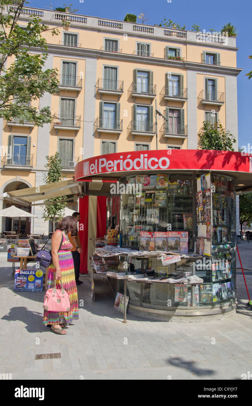 Kiosque à Gérone, Catalogne, Espagne Banque D'Images