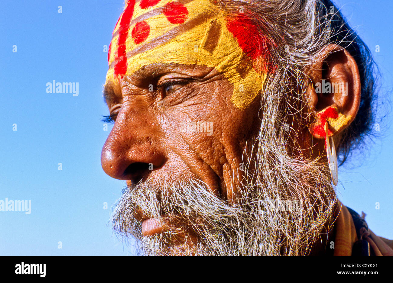 Sadhu, saint homme, portrait, Jaisalmer, Inde, Asie Banque D'Images