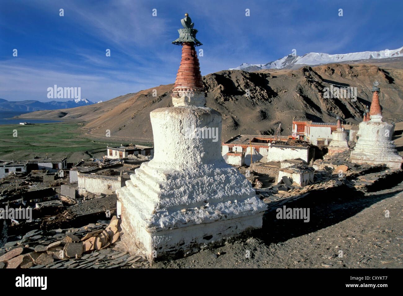 Korzok, Karzok Kurzok chez Tso Moriri ou, Ladakh, Himalaya indien, Changthang, Jammu-et-Cachemire, l'Inde du Nord, Inde, Asie Banque D'Images