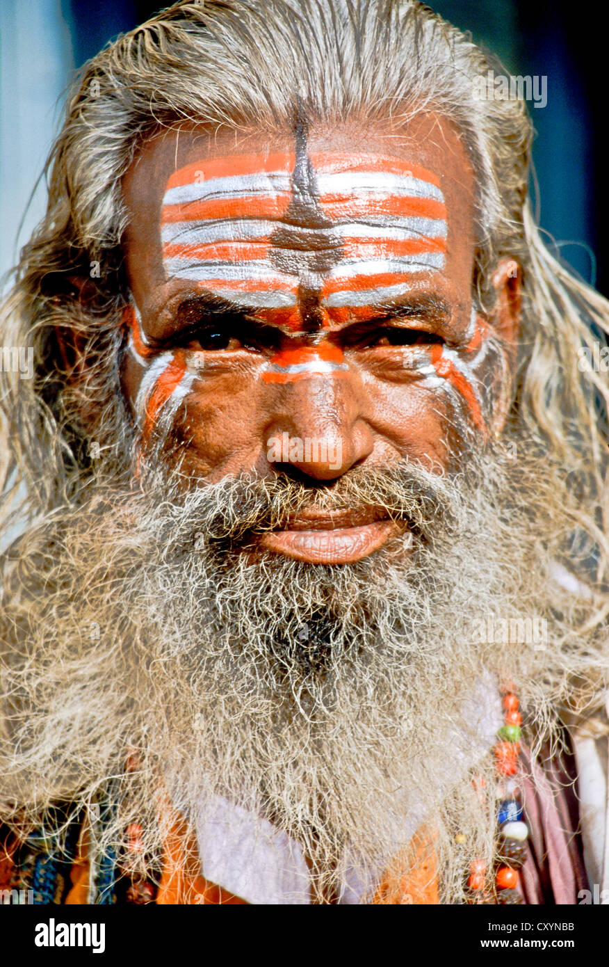 Portrait d'un Sadhu, saint homme, Junagadh, Inde, Asie Banque D'Images