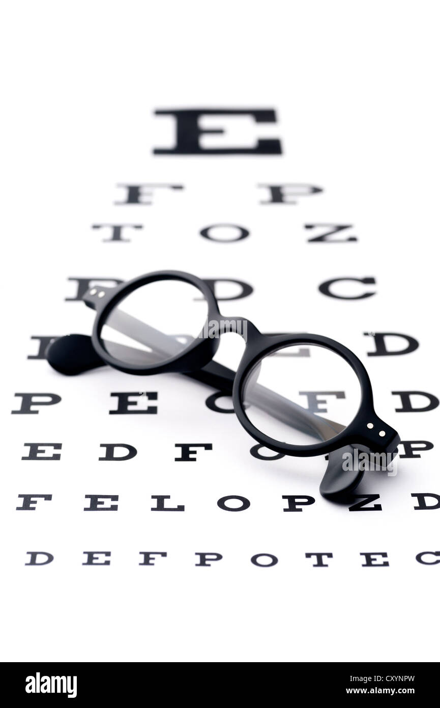 Vieilles lunettes rond noir, situé au-dessus de l'œil-contrôle graphique Banque D'Images