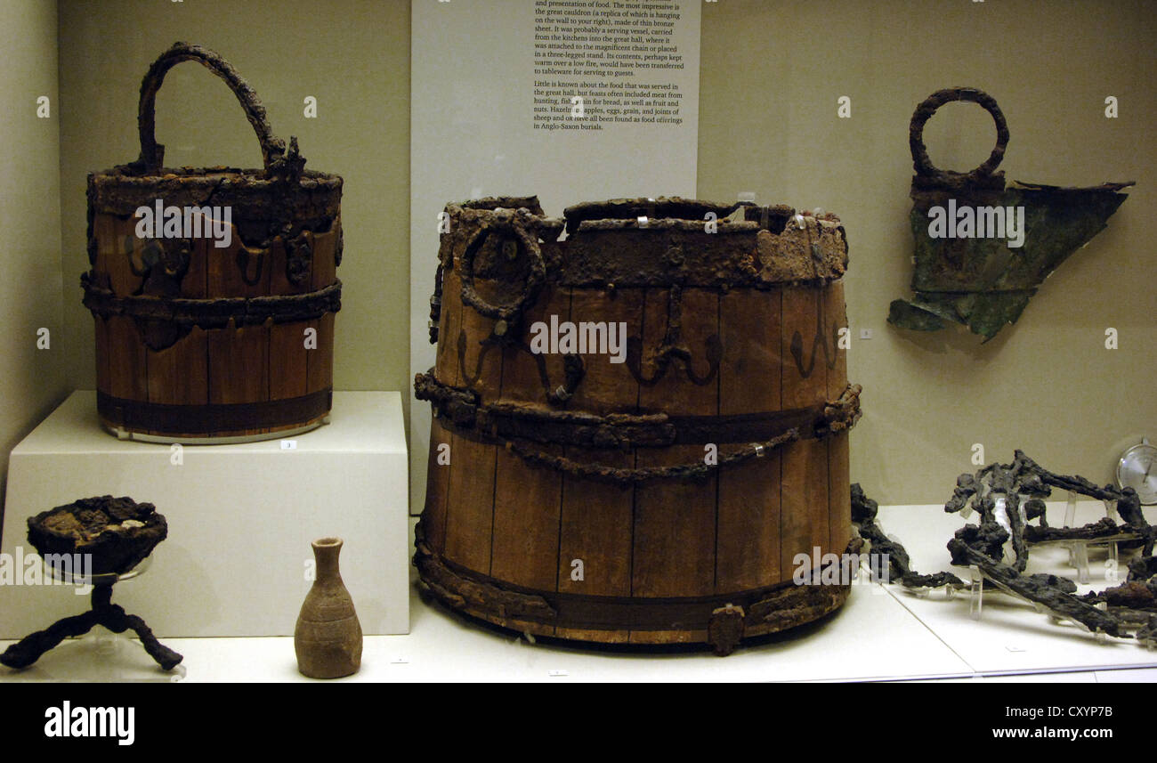Sutton Hoo Trésor. Des objets domestiques. 7ème-8ème siècles. À partir de la motte 1. Près de Woodbridge, Suffolk, Angleterre. Banque D'Images