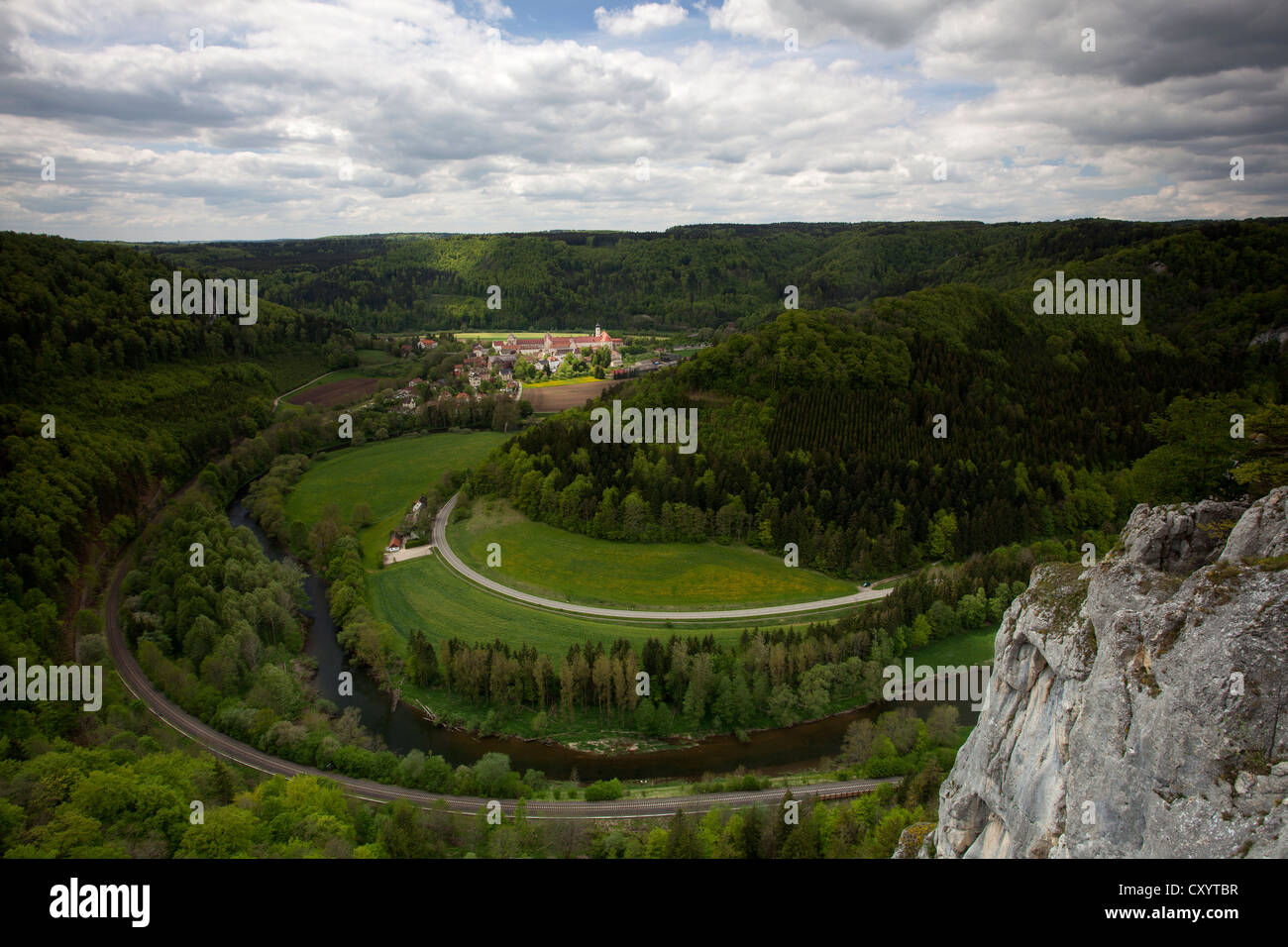 Vue sur la vallée du Danube près de Beuron, Bade-Wurtemberg Banque D'Images