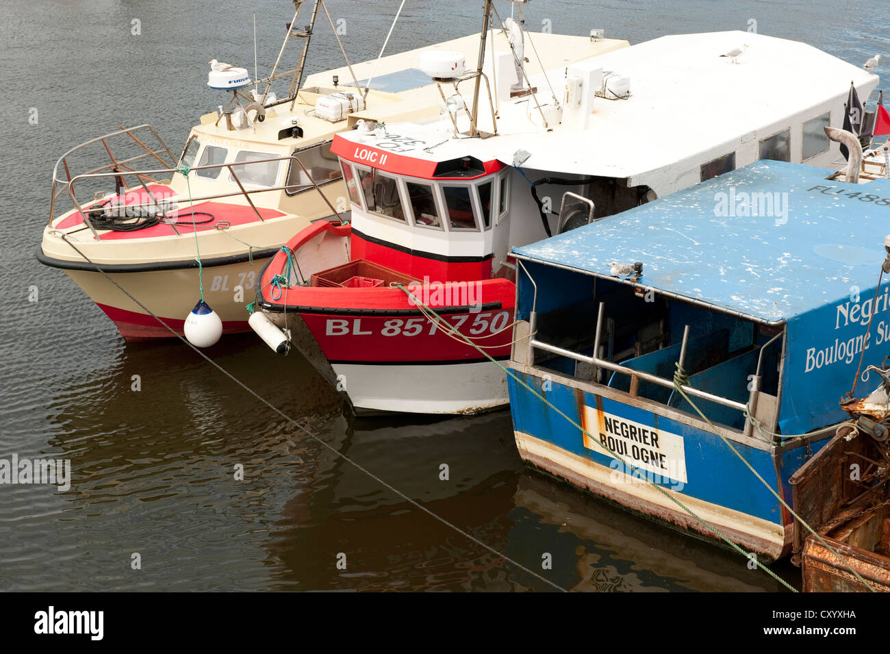 Bateaux de pêche des chalutiers français / Boulogne-sur-Mer France Europe Banque D'Images