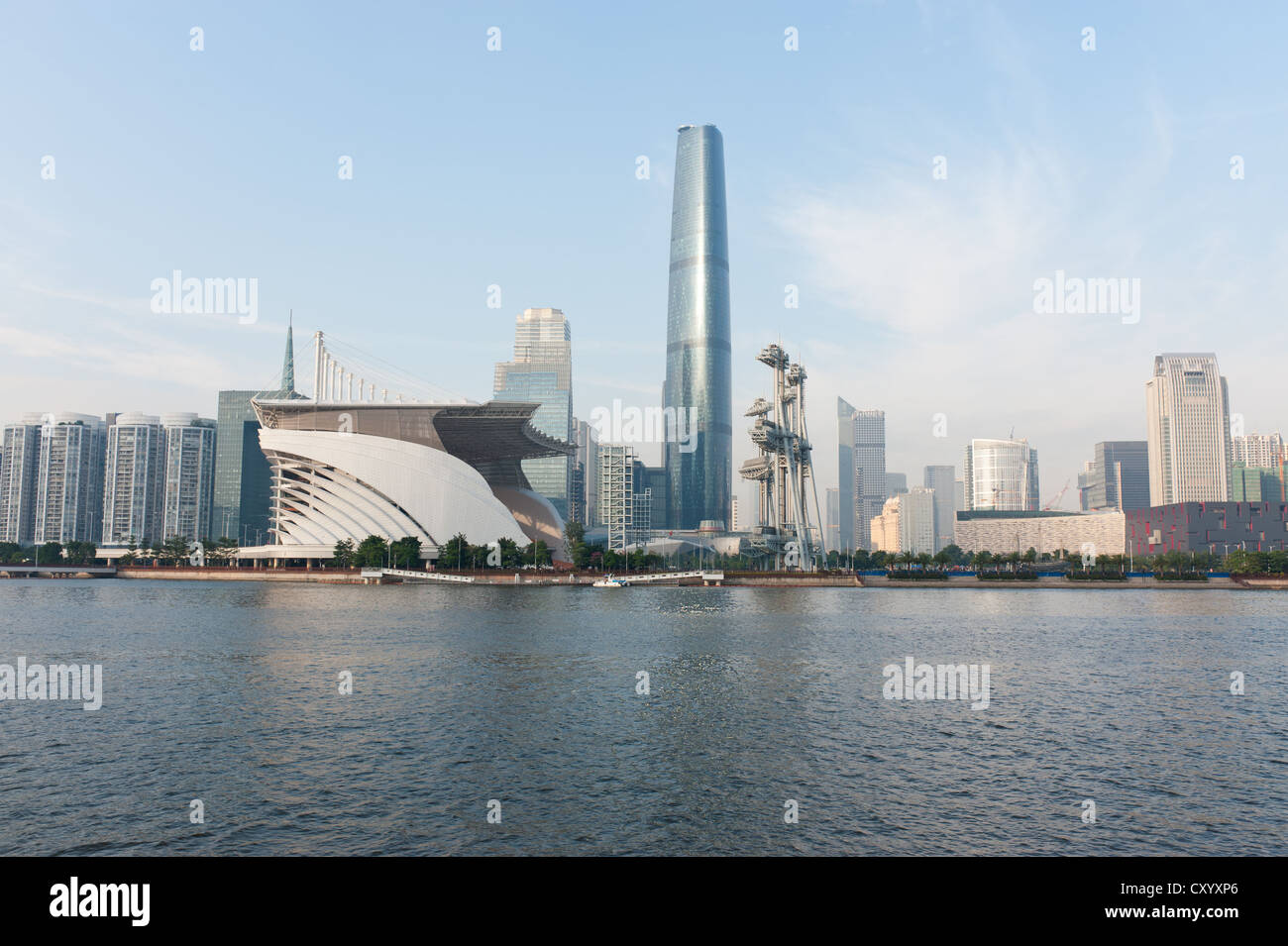 Paysage de la rivière Zhujiang dans la ville de Guangzhou, province de Guangdong, Chine Banque D'Images