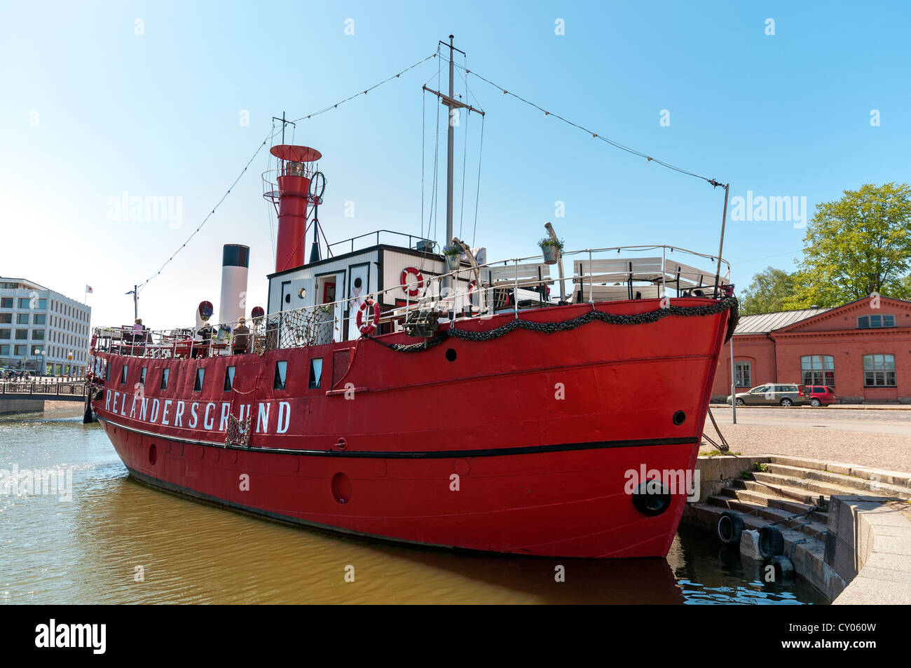 Lightship Relandersgrund un café restaurant bateau dans Meritulli Square à Helsinki, Finlande Banque D'Images