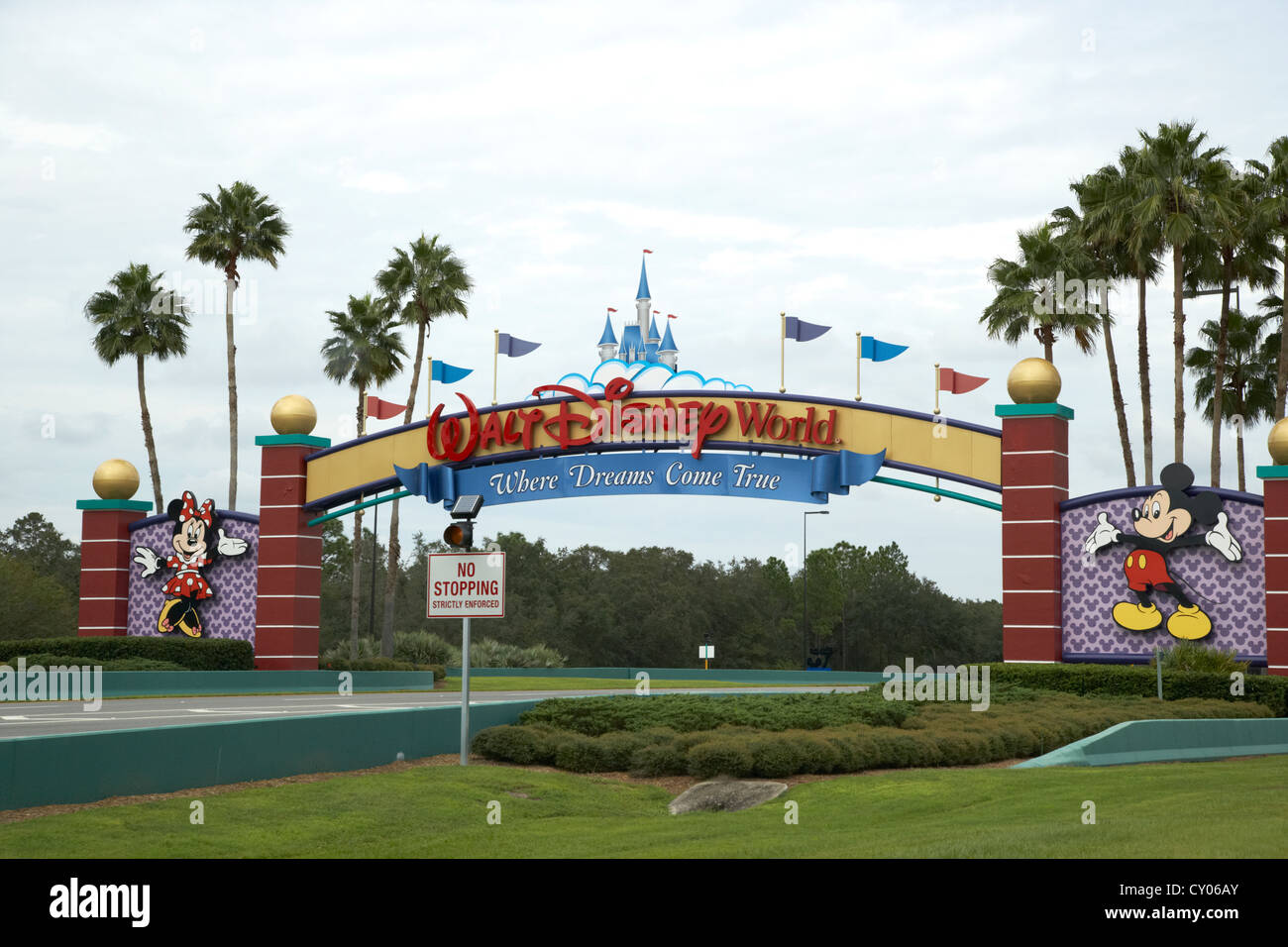 La conduite entrée de Walt Disney World Orlando Floride usa Photo Stock