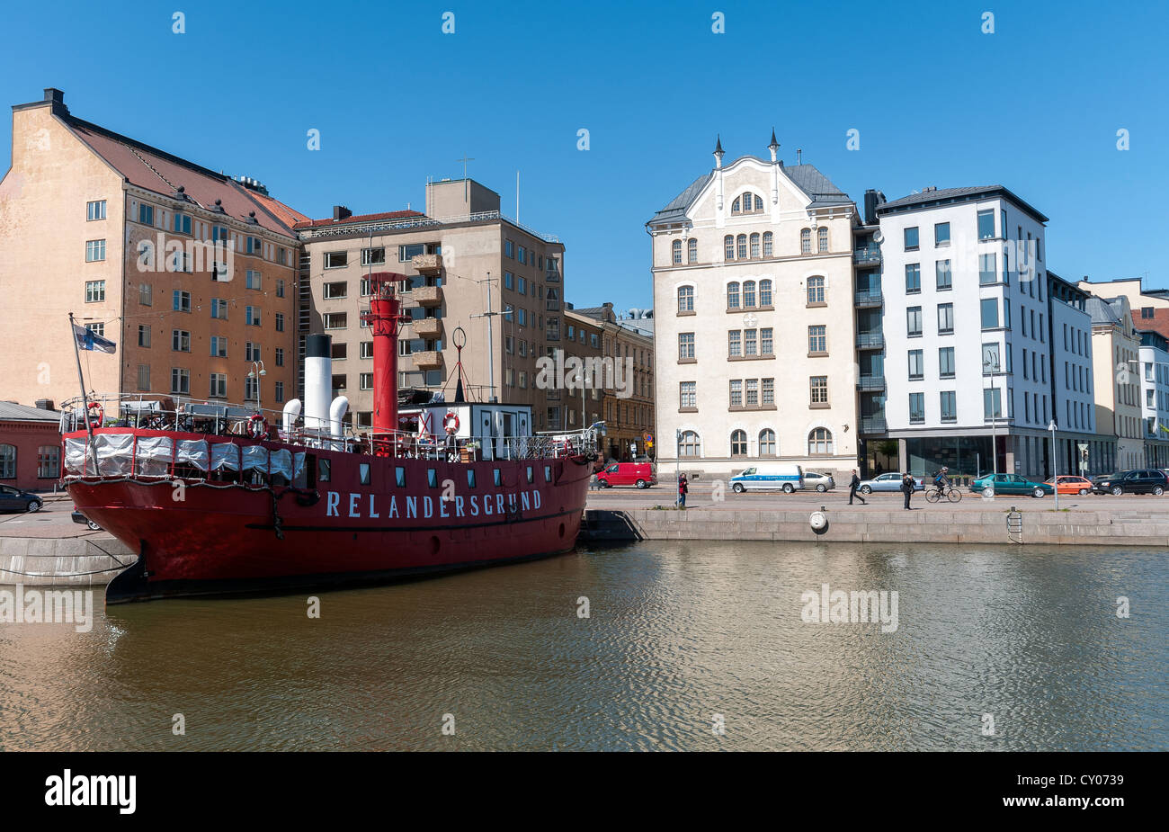 Lightship Relandersgrund un café restaurant bateau dans Meritulli Square à Helsinki, Finlande Banque D'Images