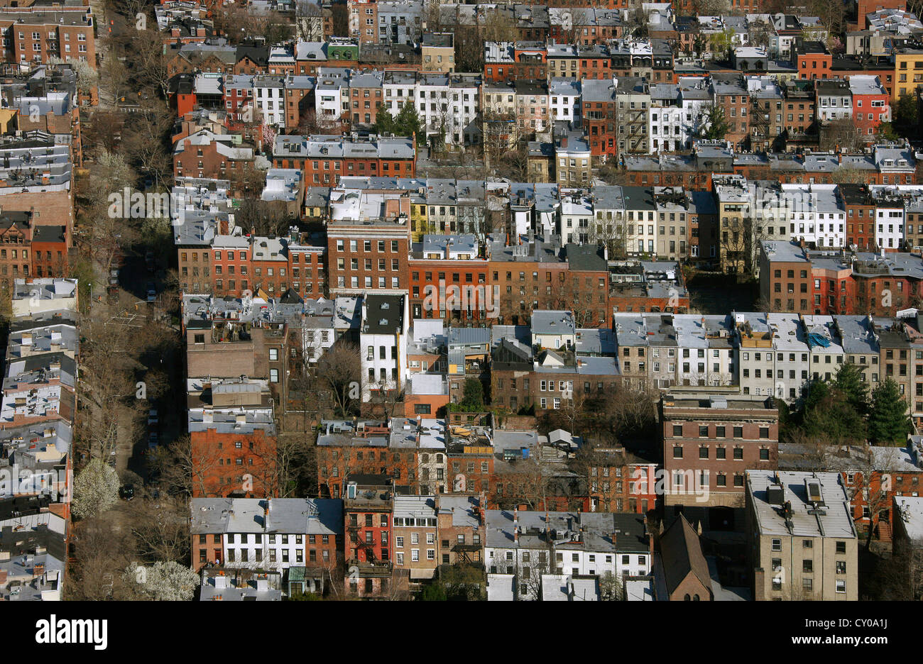 Vue aérienne, vol touristique, Joralemon Street, Brooklyn, New York City, New York, United States, Amérique du Nord Banque D'Images