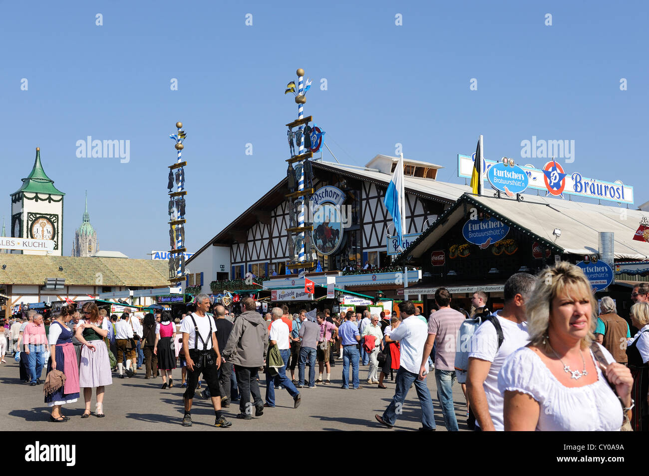 Braeurosl Pschorrbraeu hall de bière, l'Oktoberfest, Munich, Bavière Banque D'Images