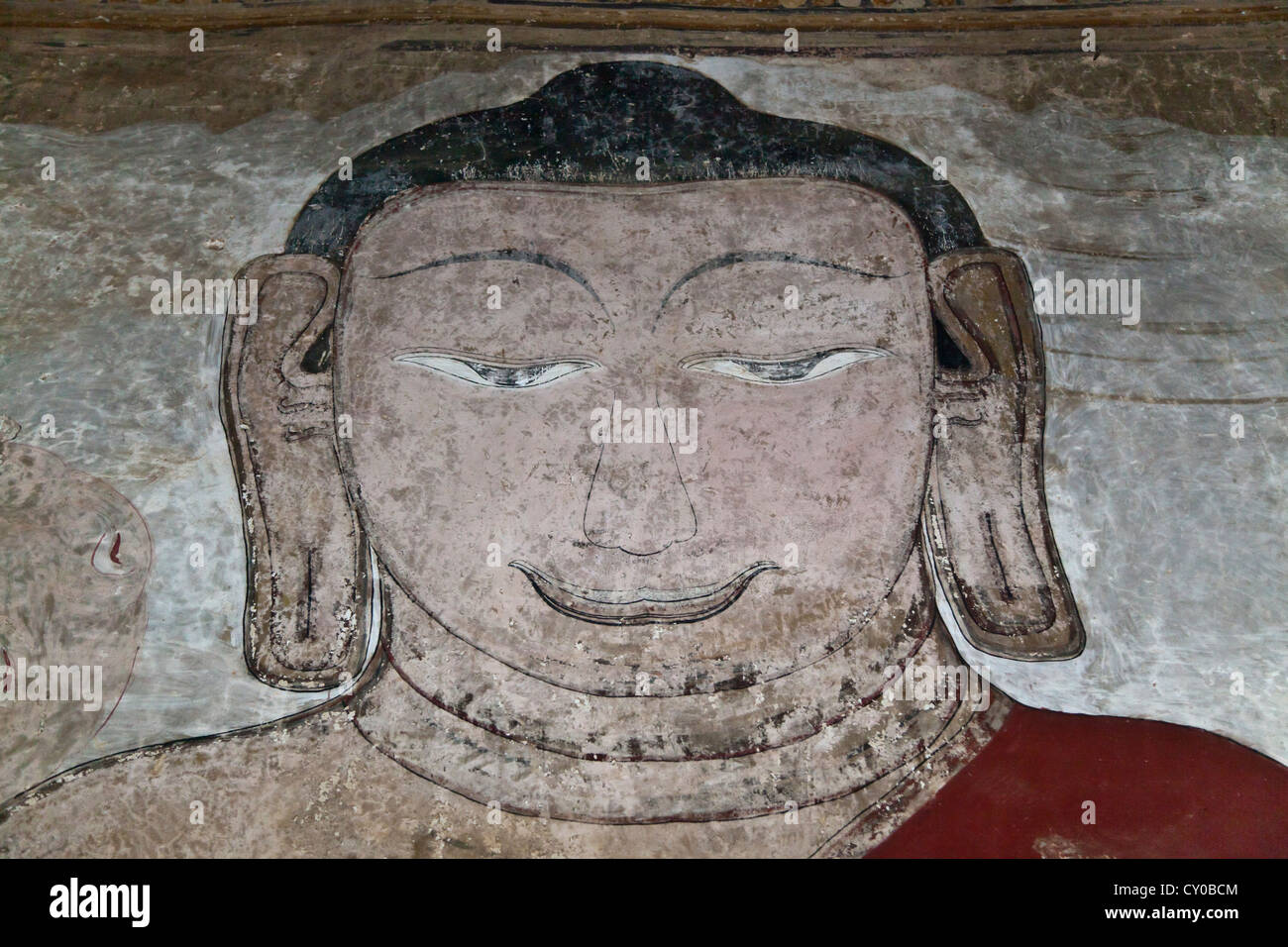 Les fresques sur les murs de PHATO SULAMANI a été achevée par le Roi Narapatisithu en 1211 AD - BAGAN, MYANMAR Banque D'Images