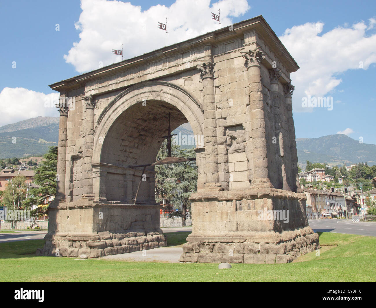 Arc romain d'août à Aoste Banque D'Images