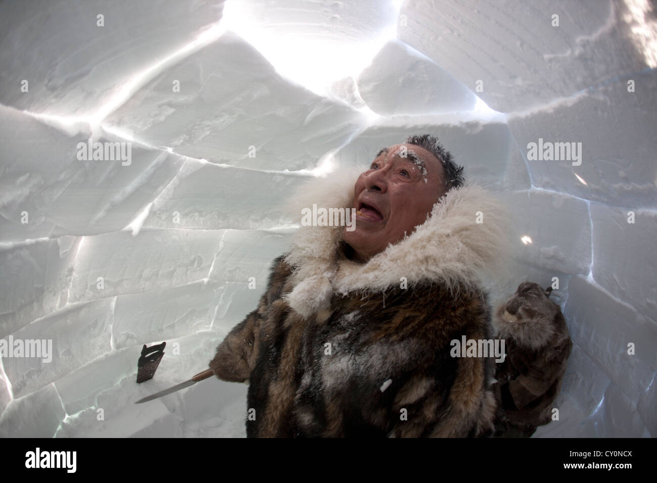Un bâtiment iglo sur le pôle nord Banque D'Images