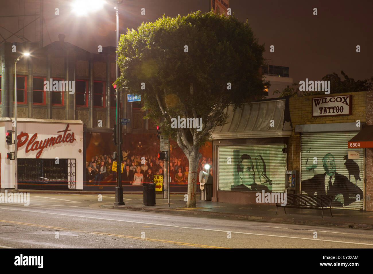 Hollywood Boulevard la nuit. Hollywood, Californie, USA Banque D'Images