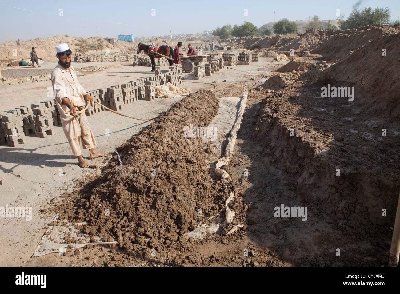 Usine de briques à Kunduz, Afghanistan. Banque D'Images