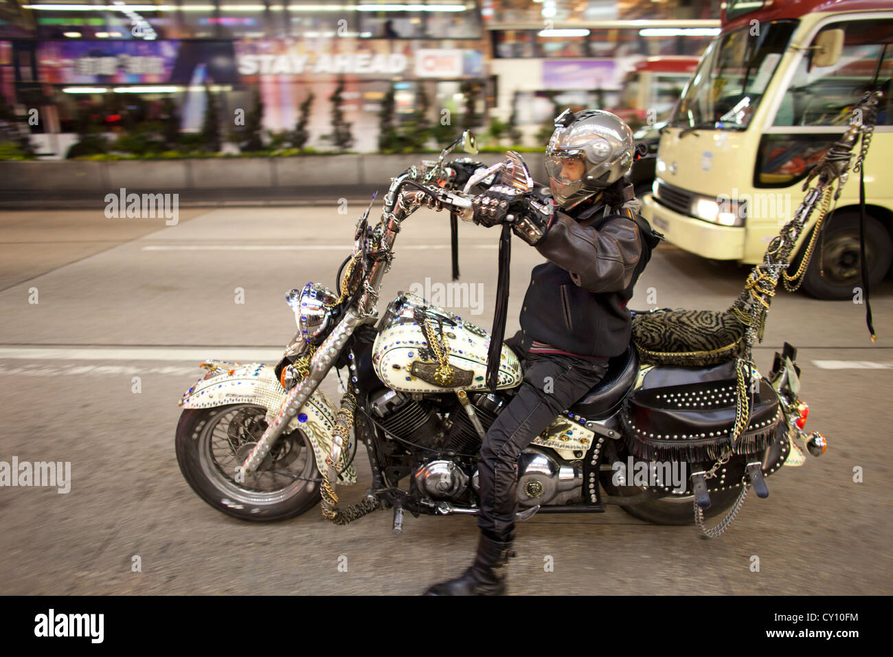 Motorrider à Hongkong Banque D'Images