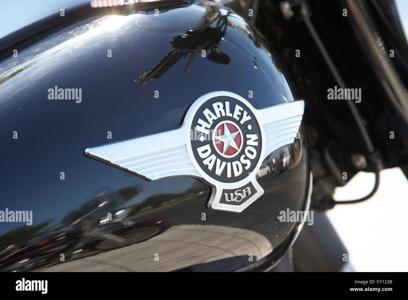 Sur le thème de l'aviation Harley Davidson fat boy sur logo star bike à Orlando la Floride Etats-Unis Banque D'Images