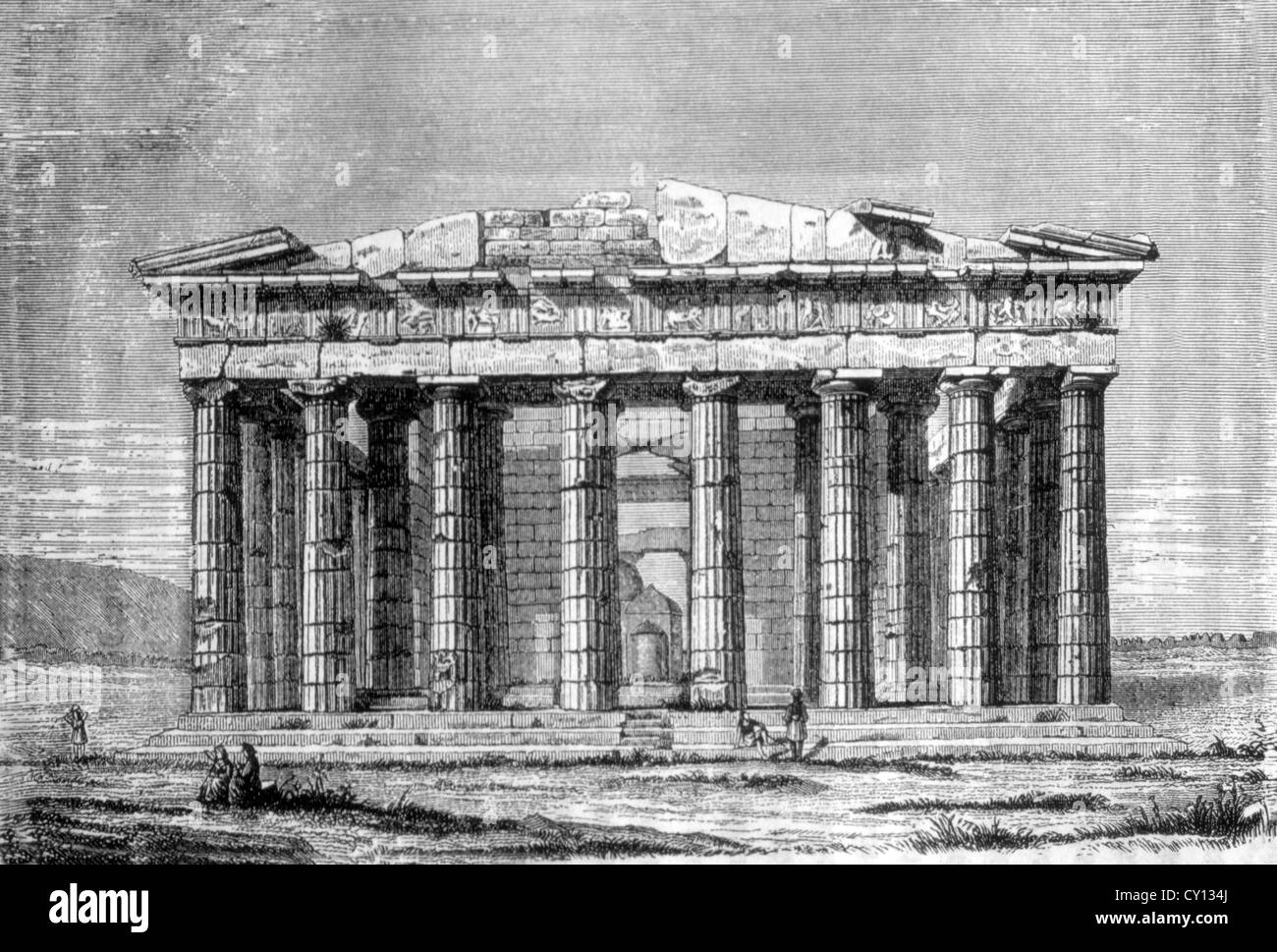 Parthénon, Athènes, Grèce, gravure, 19e siècle Banque D'Images