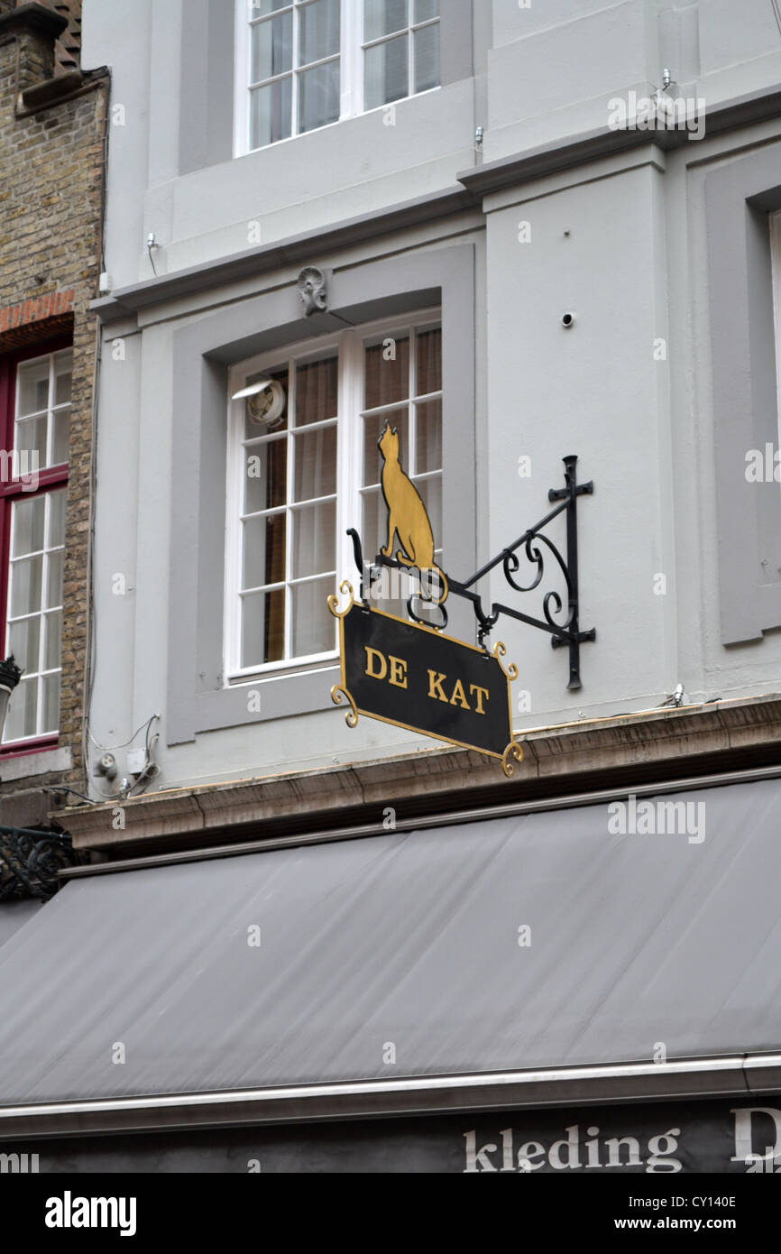 Signe de Kat, Bruges / Brugge, Belgique. Banque D'Images
