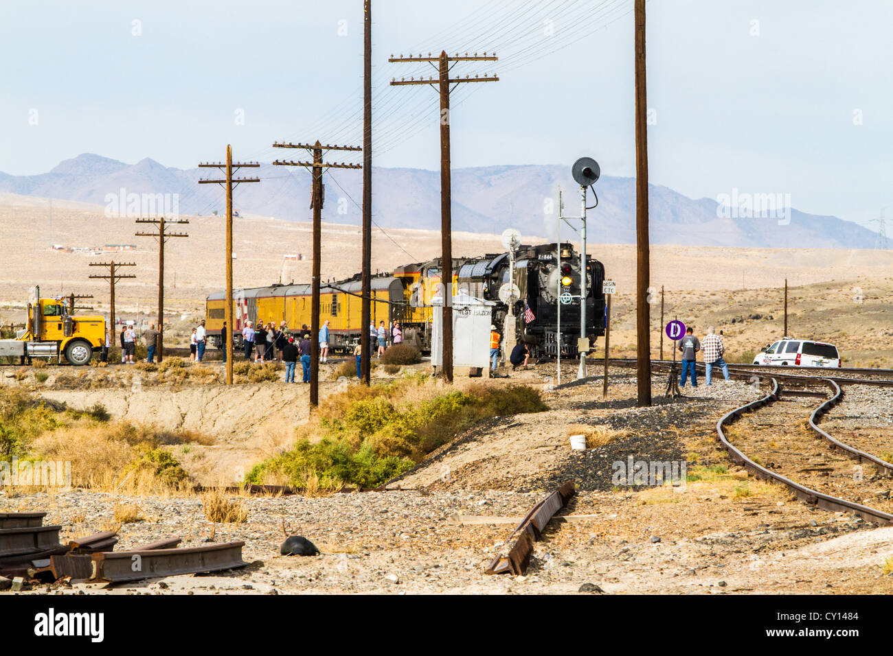 Union Pacific 844 Locomotive à vapeur Hazen Nevada Banque D'Images