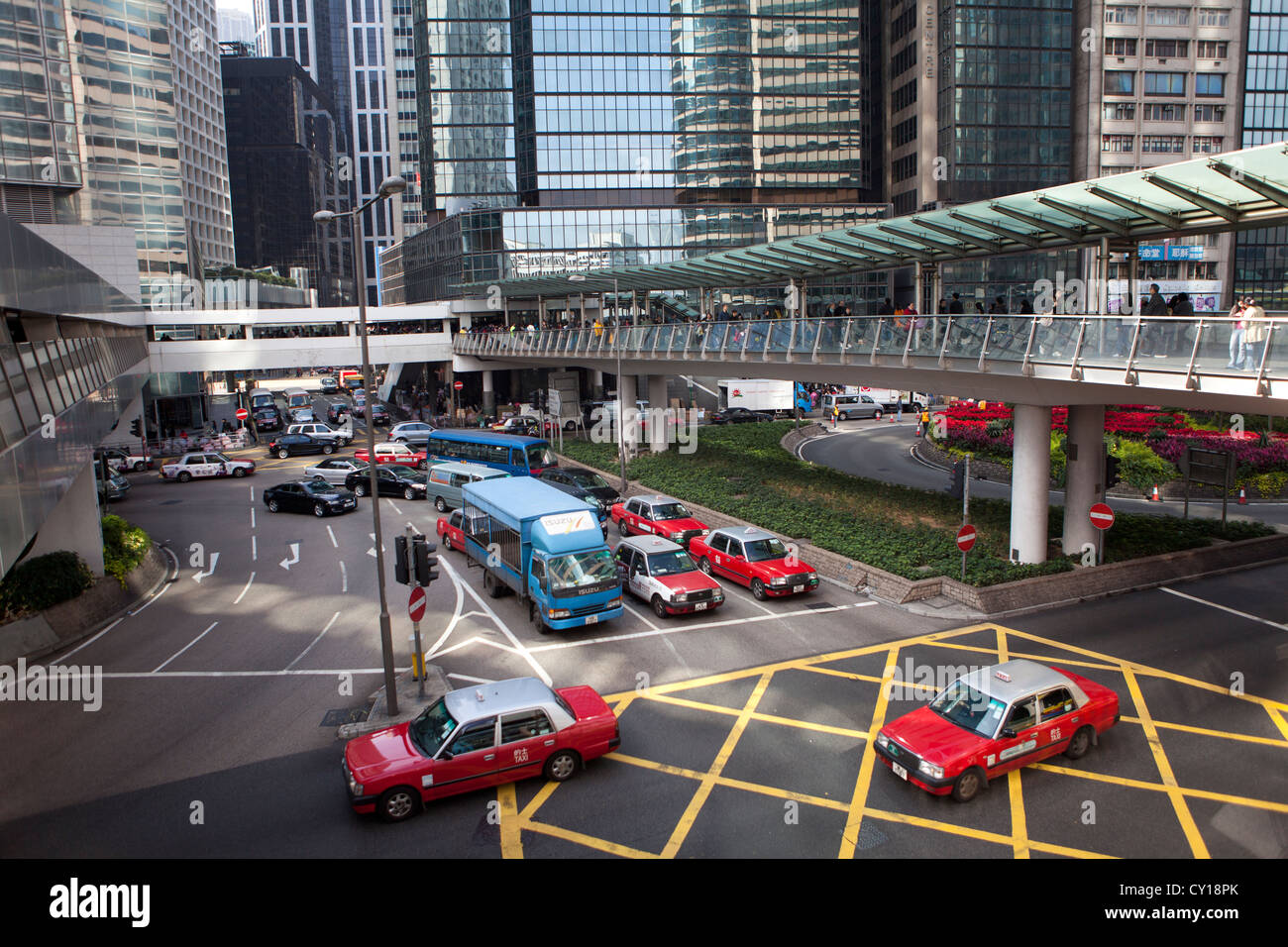 Taxi au centre-ville de Hongkong Banque D'Images
