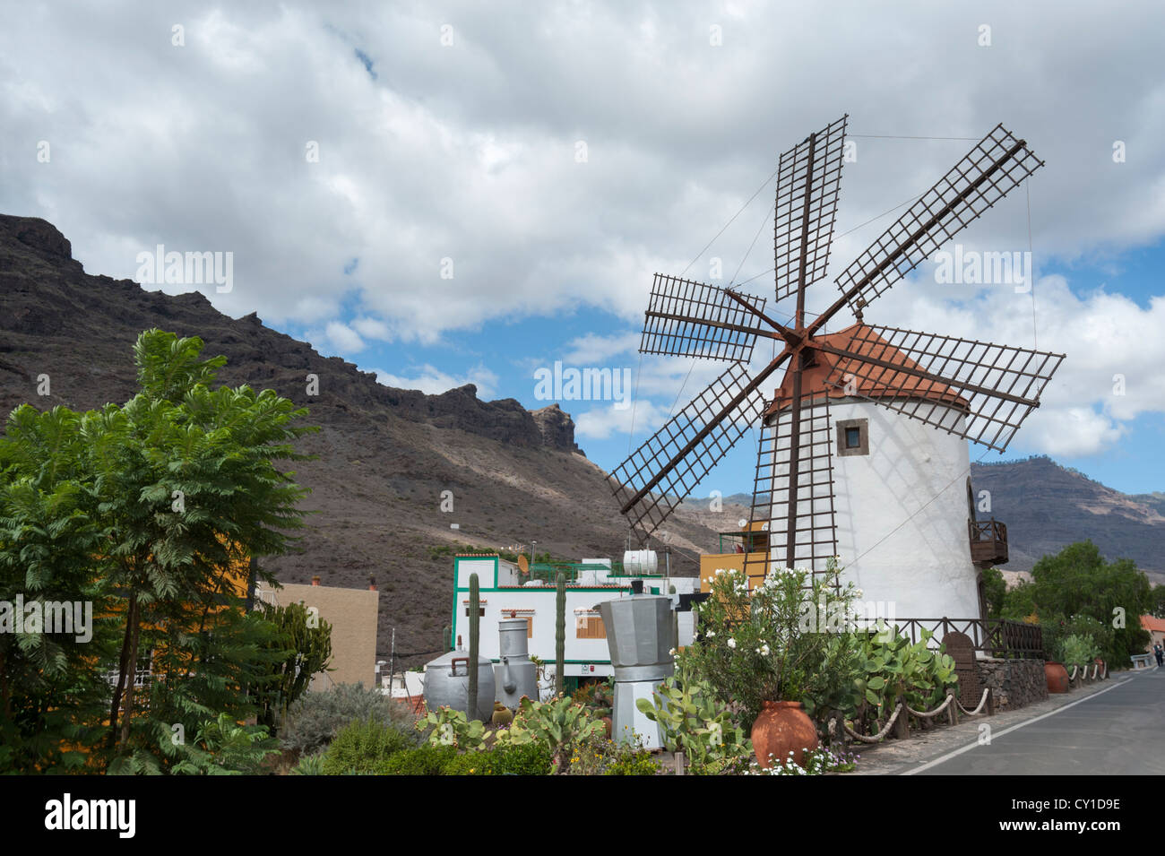 Le moulin à El Molino de Viento près de Puerto de Mogan Gran Canaria Îles Canaries Espagne Banque D'Images
