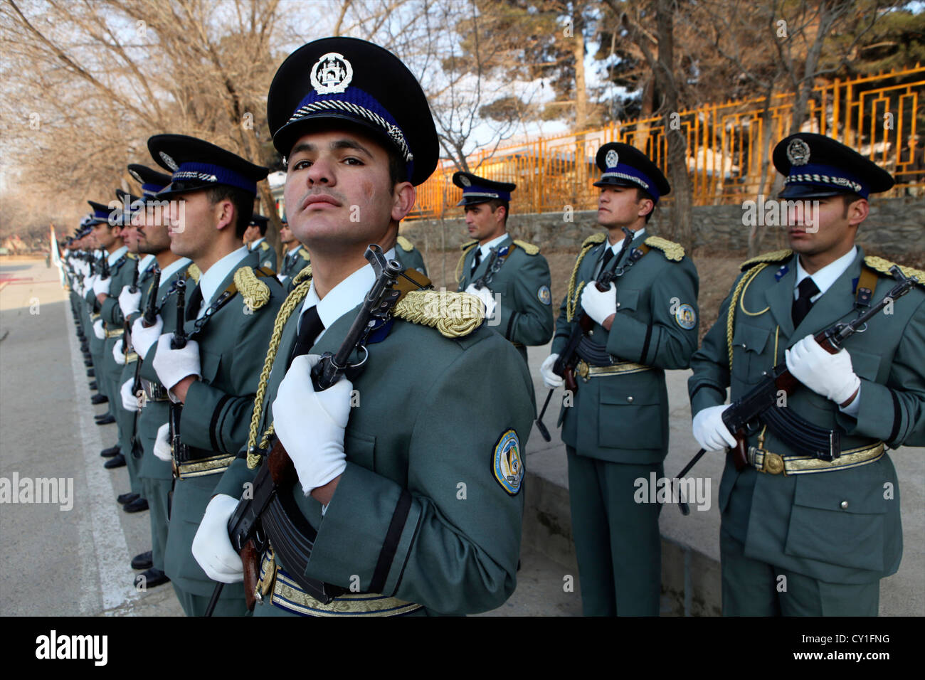 L'obtention du diplôme d'agents de la Police nationale afghane à Kaboul. Banque D'Images