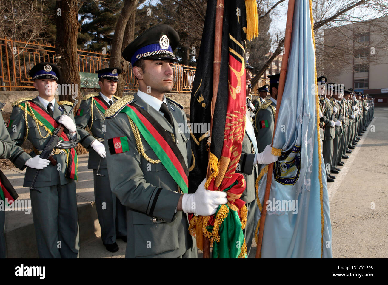 L'obtention du diplôme d'agents de la Police nationale afghane à Kaboul. Banque D'Images