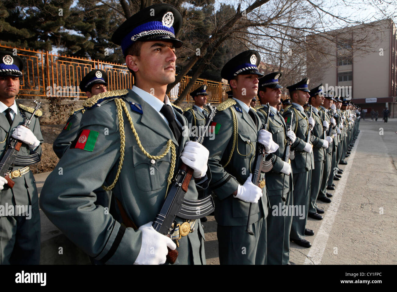 L'obtention du diplôme d'agents de la Police nationale afghane à Kaboul. Banque D'Images