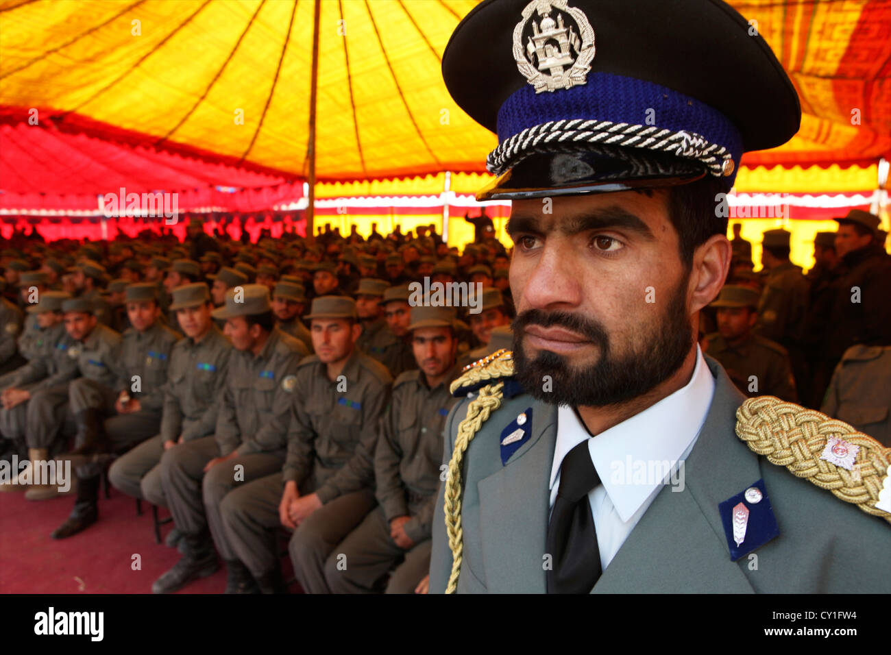 L'obtention du diplôme d'agents de la Police nationale afghane à Kaboul. Banque D'Images