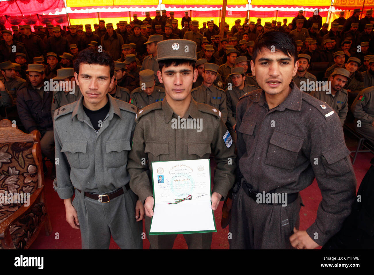 L'obtention du diplôme d'agents de la Police nationale afghane à Kaboul. Banque D'Images