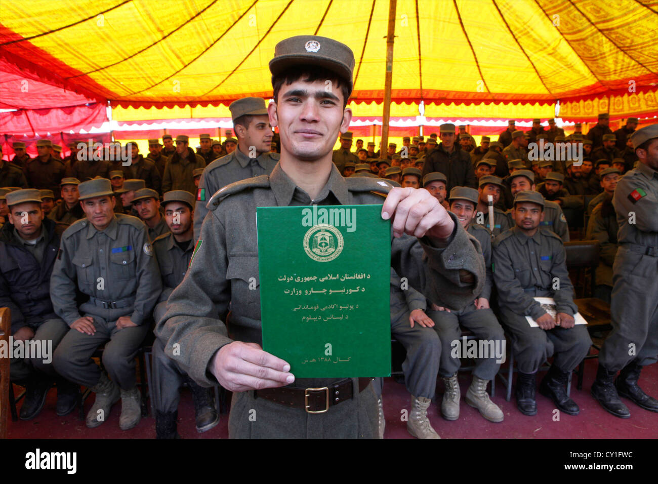L'obtention du diplôme d'agents de la Police nationale afghane à Kaboul. Banque D'Images
