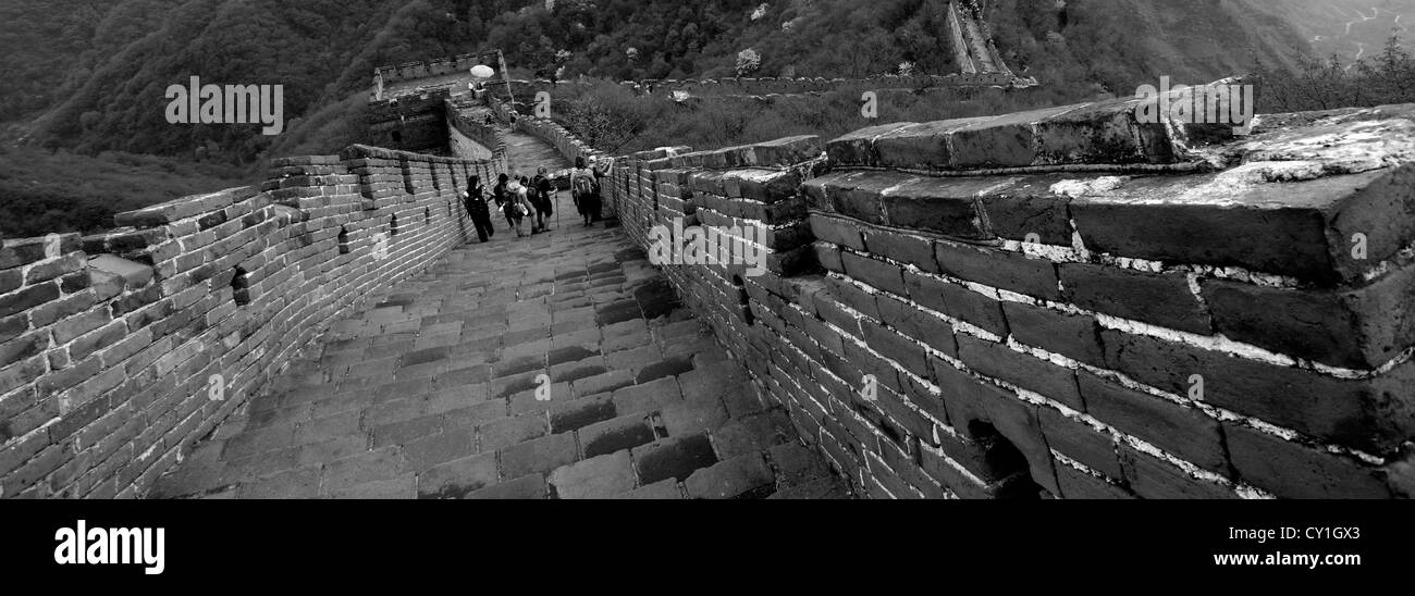 Les promeneurs sur la section de Mutianyu de la Grande Muraille de Chine, Beijing, vallée de Mutianyu Provence, Chine, Asie. Banque D'Images