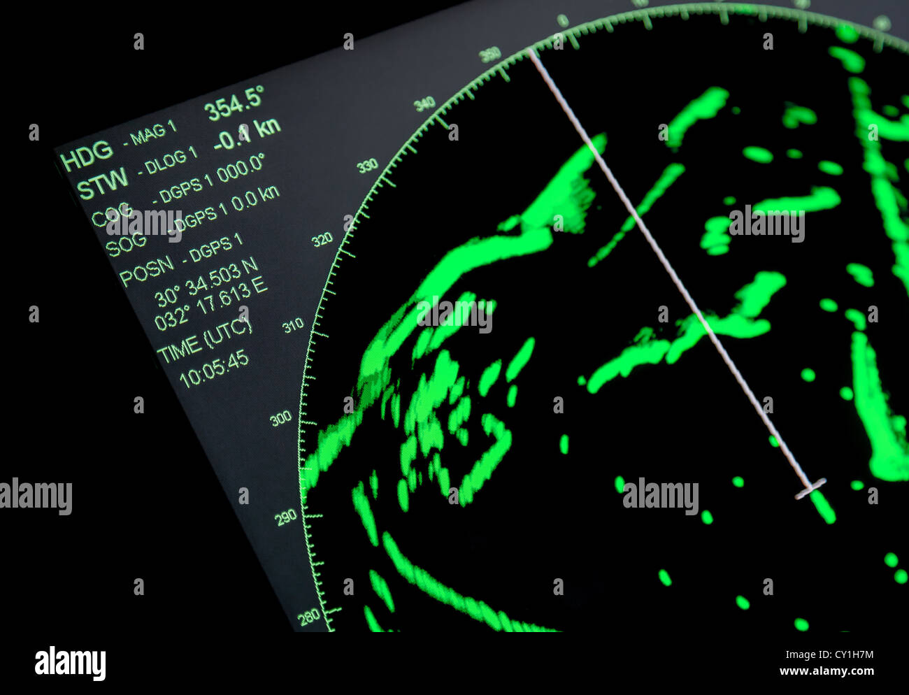 Libre de fragment d'écran radar de navigation des navires Banque D'Images