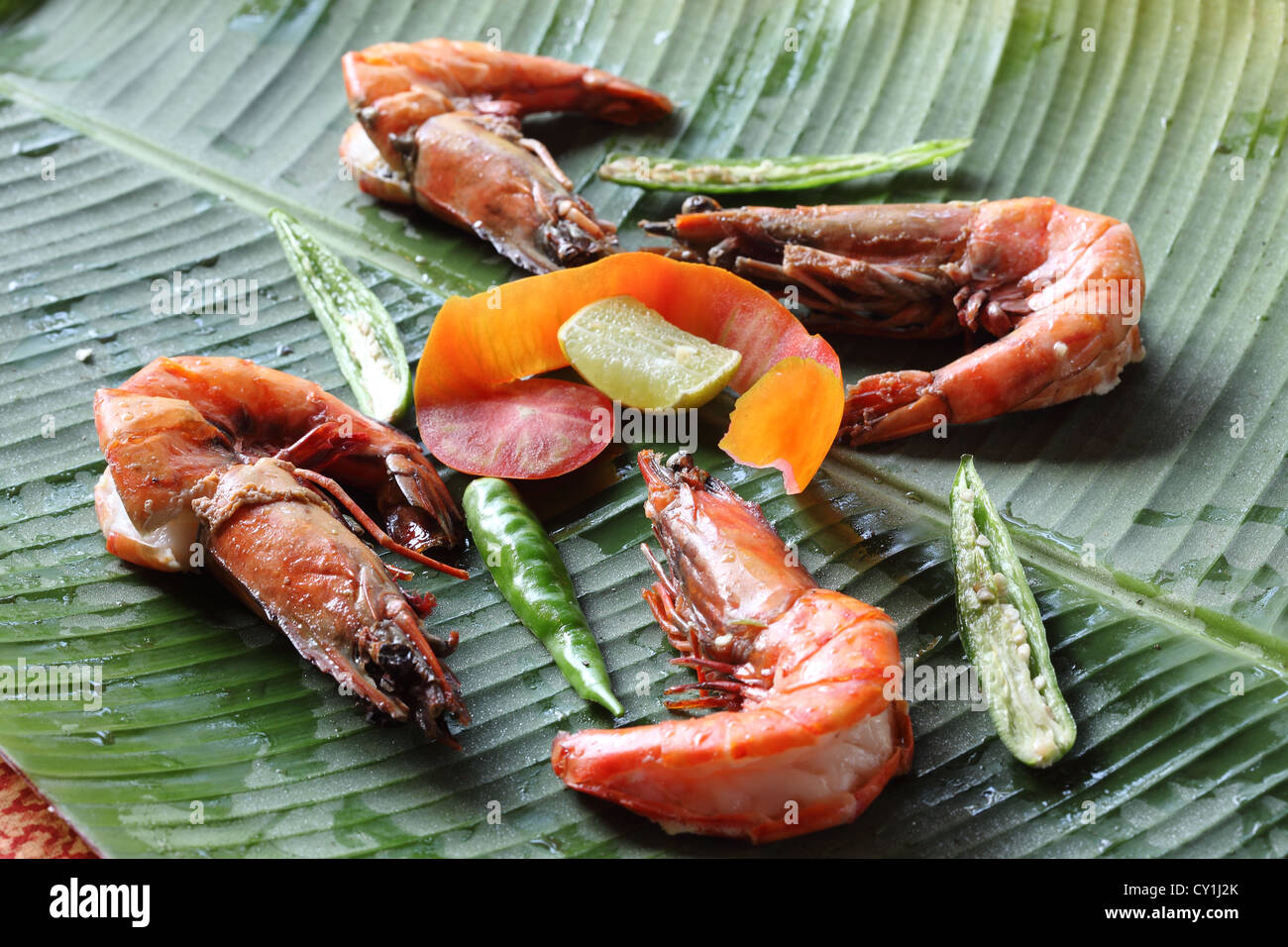 Crevettes frites est un des plats frits populaire au Kerala ainsi que des restaurants dans le monde entier. C'est Style Kerala Crevettes épicées fry. Banque D'Images