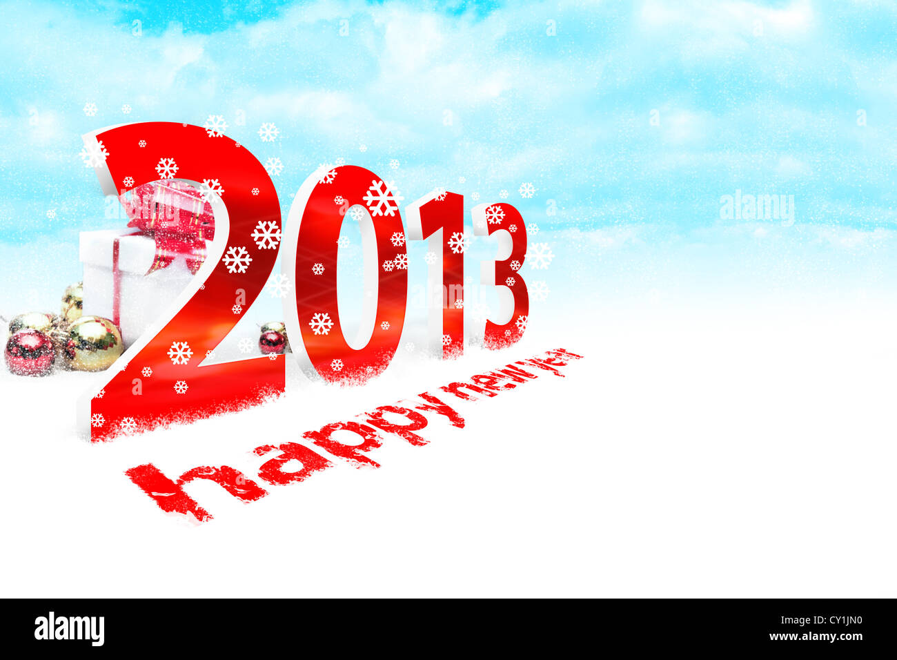 Illustration de la nouvelle année 2013 avec de la neige Banque D'Images